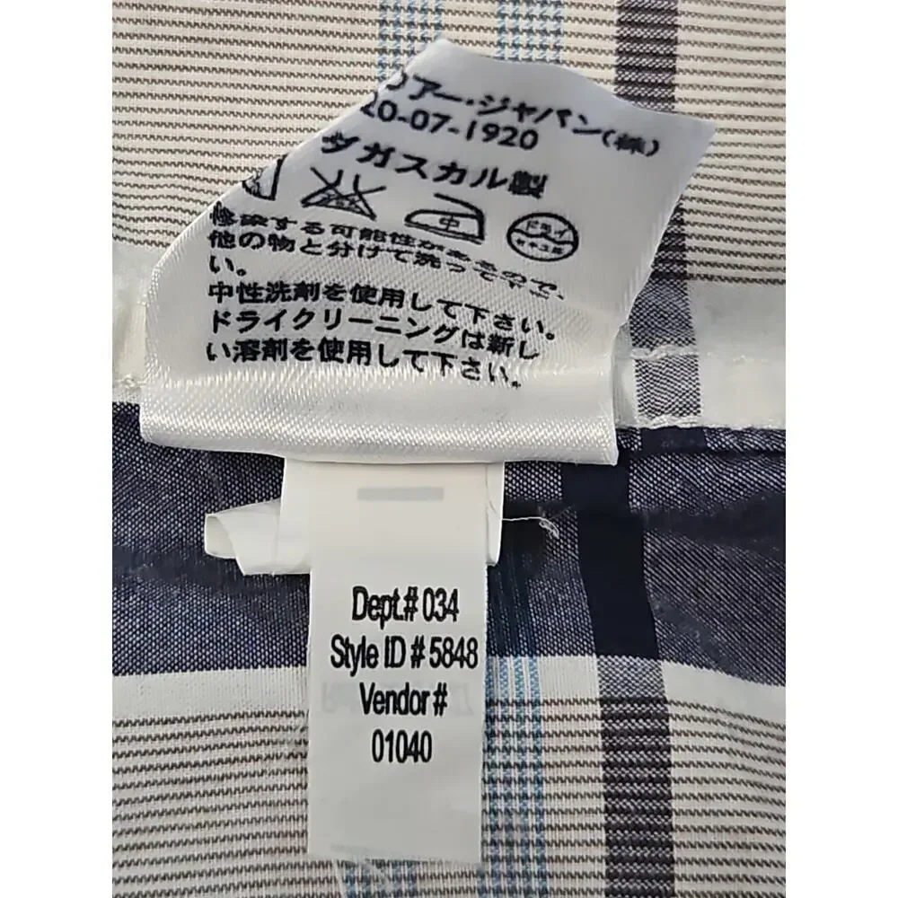 Eddie Bauer‎ Men's Blue Gray Plaid Vintage Wash Button Up Shirt Sz XXL